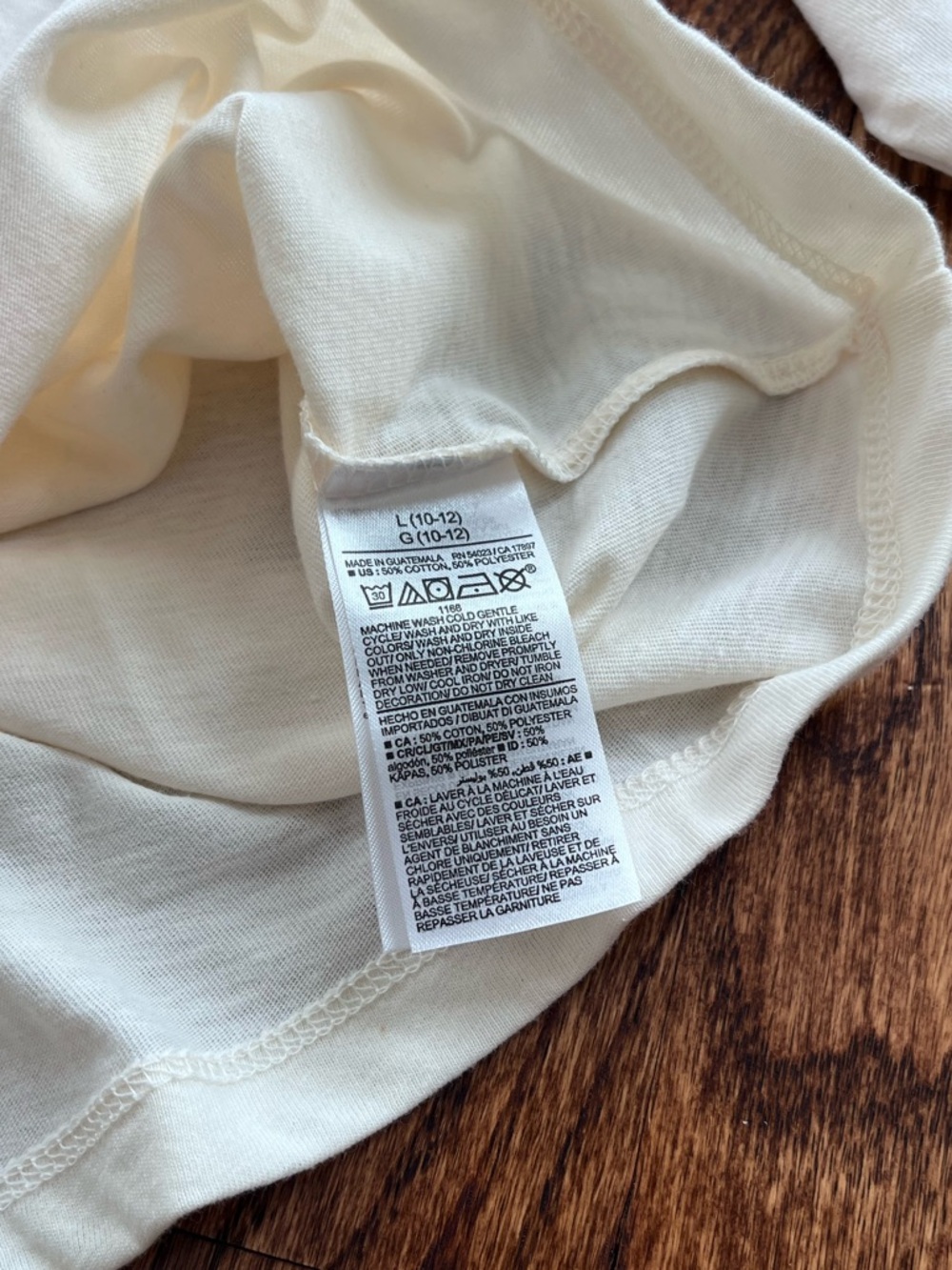 Old Navy Cream Hooded Graphic Long Sleeve Tee Size L 10/12 - Picture 5 of 6